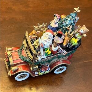Fitz and Floyd Red Holiday Car with Santa and Gifts